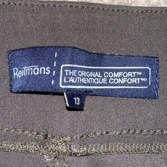 Reitmans Size 13 Dark Olive Grey Gray Dress Short Capri Pants - Picture 4 of 7